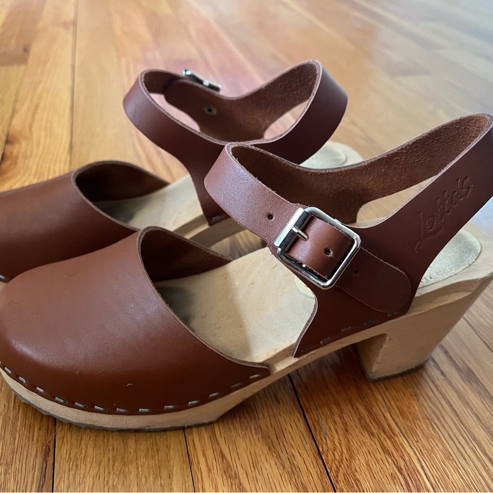 Lotta from Stockholm Highwood Tan Leather Clogs Size EU 38/US 7.5